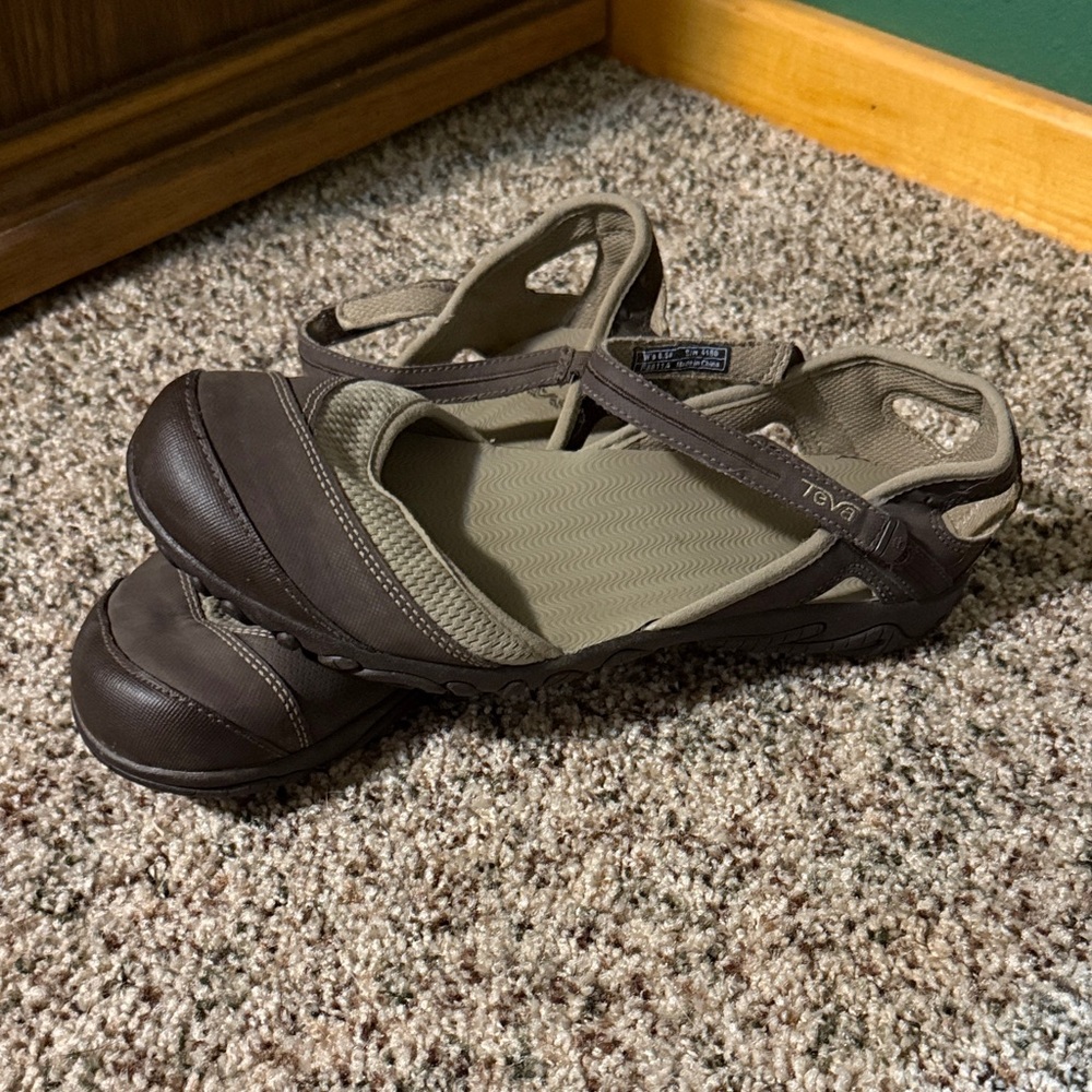 Teva Women's Dark Brown and Olive Sandals